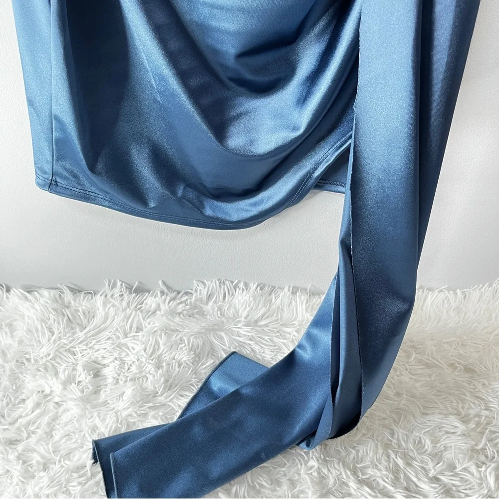 Katie Satin Mini Dress - Blue - Picture 8 of 10